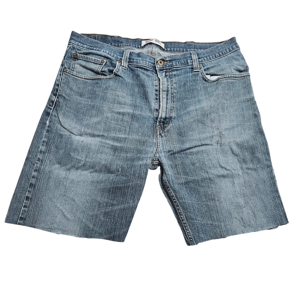 Levis 559 Relaxed Straight Cut Off Denim Shorts Mens 38 Blue Jorts 99% Cotton